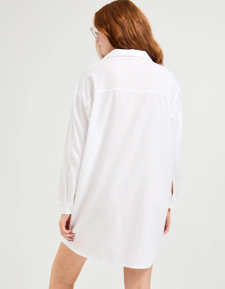 Cotton Modal Relaxed Nightshirt in White
