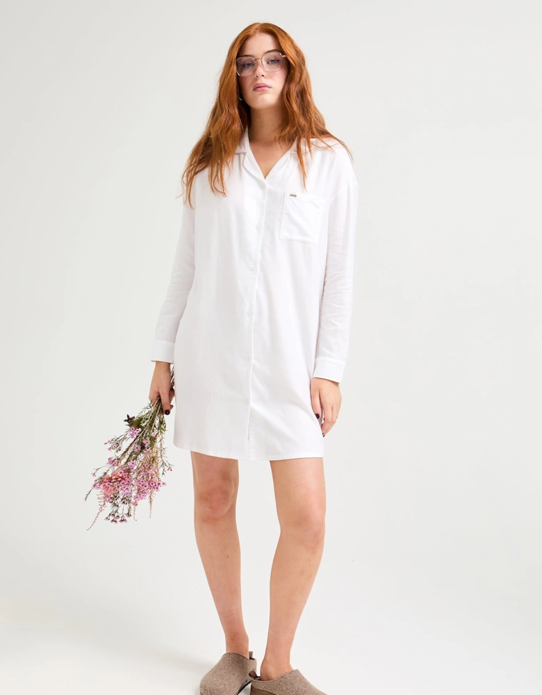 Cotton Modal Relaxed Nightshirt in White