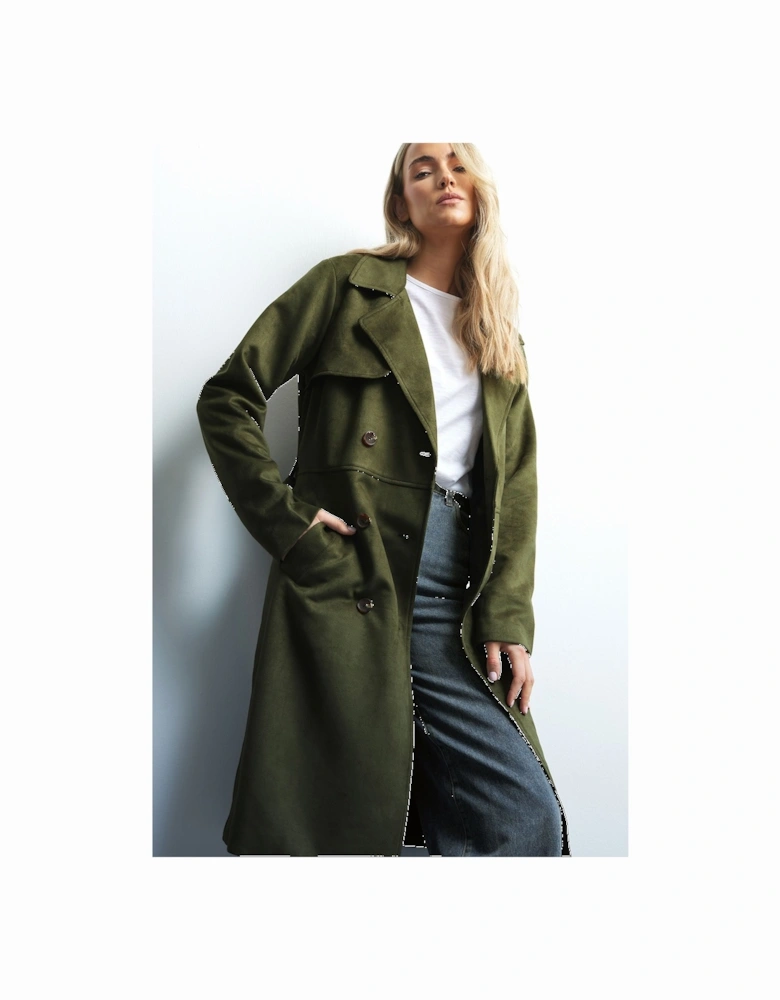 Tall Faux Suede Midi Trench Coat