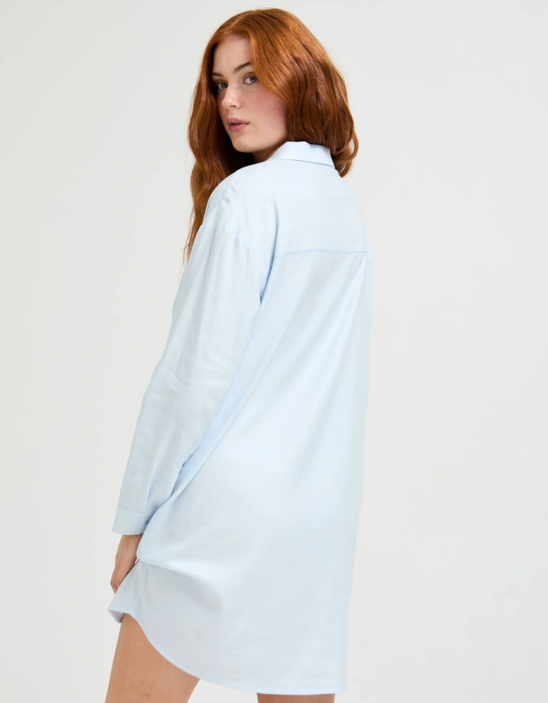 Cotton Modal Relaxed Nightshirt in Sky Blue