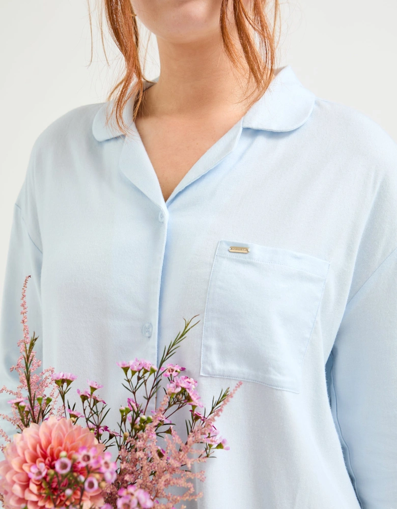Cotton Modal Relaxed Nightshirt in Sky Blue