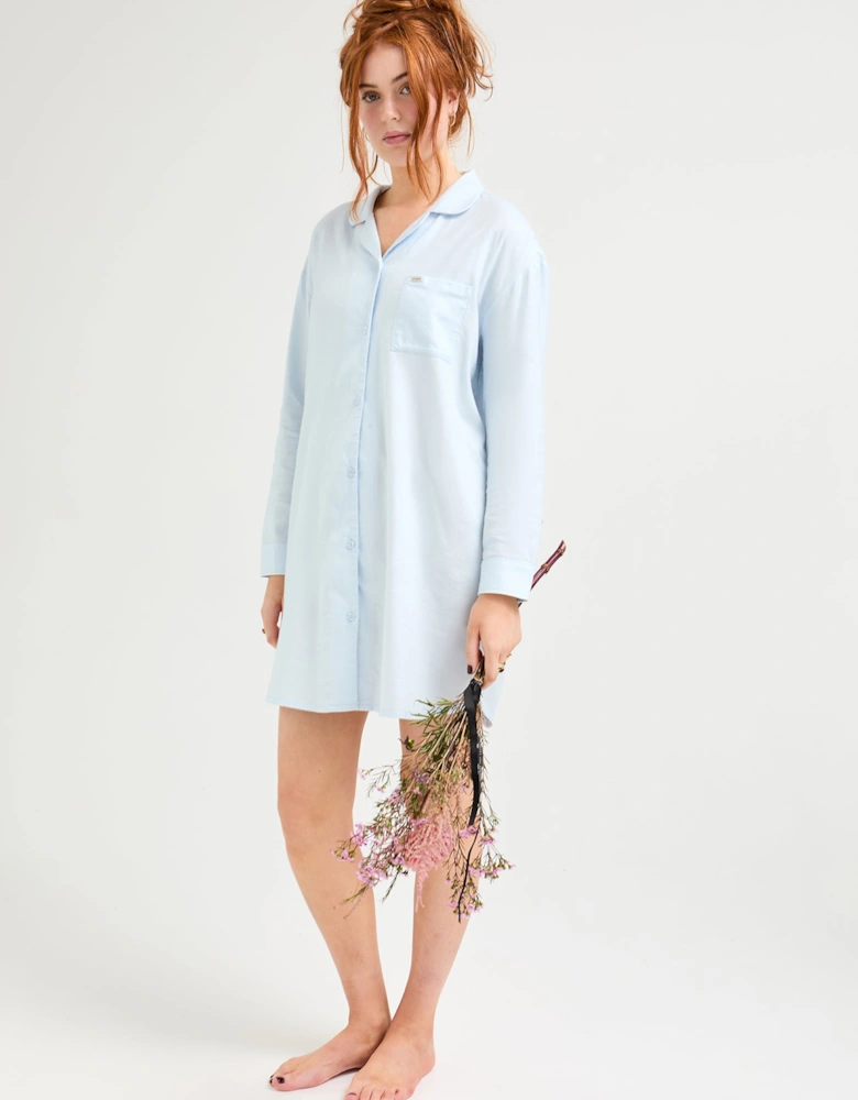 Cotton Modal Relaxed Nightshirt in Sky Blue