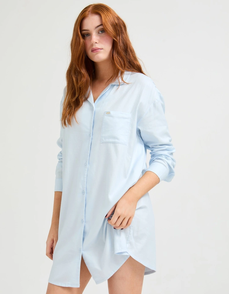 Cotton Modal Relaxed Nightshirt in Sky Blue