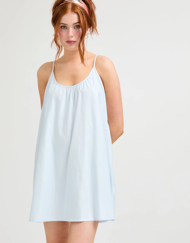 Cotton Modal Swing Chemise in Sky Blue