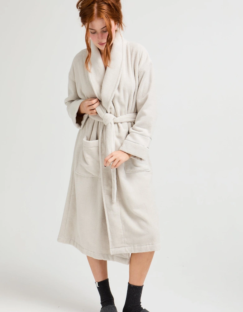 Bamboo Towelling Robe in Light Grey