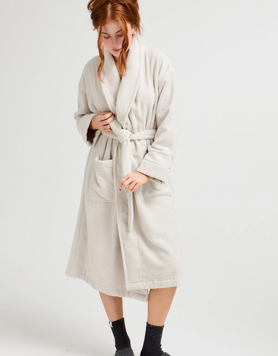 Bamboo Towelling Robe in Light Grey, 8 of 7