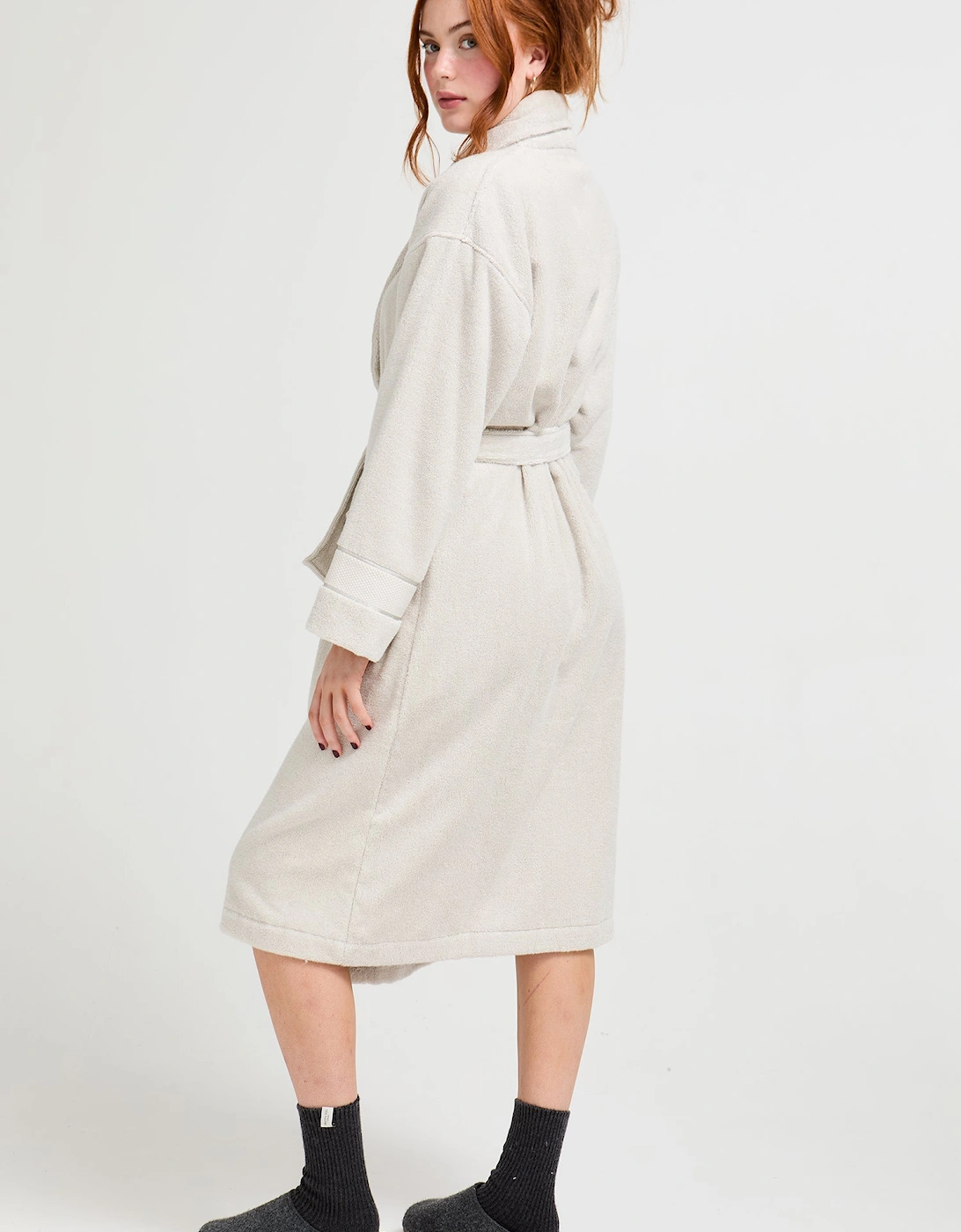 Bamboo Towelling Robe in Light Grey