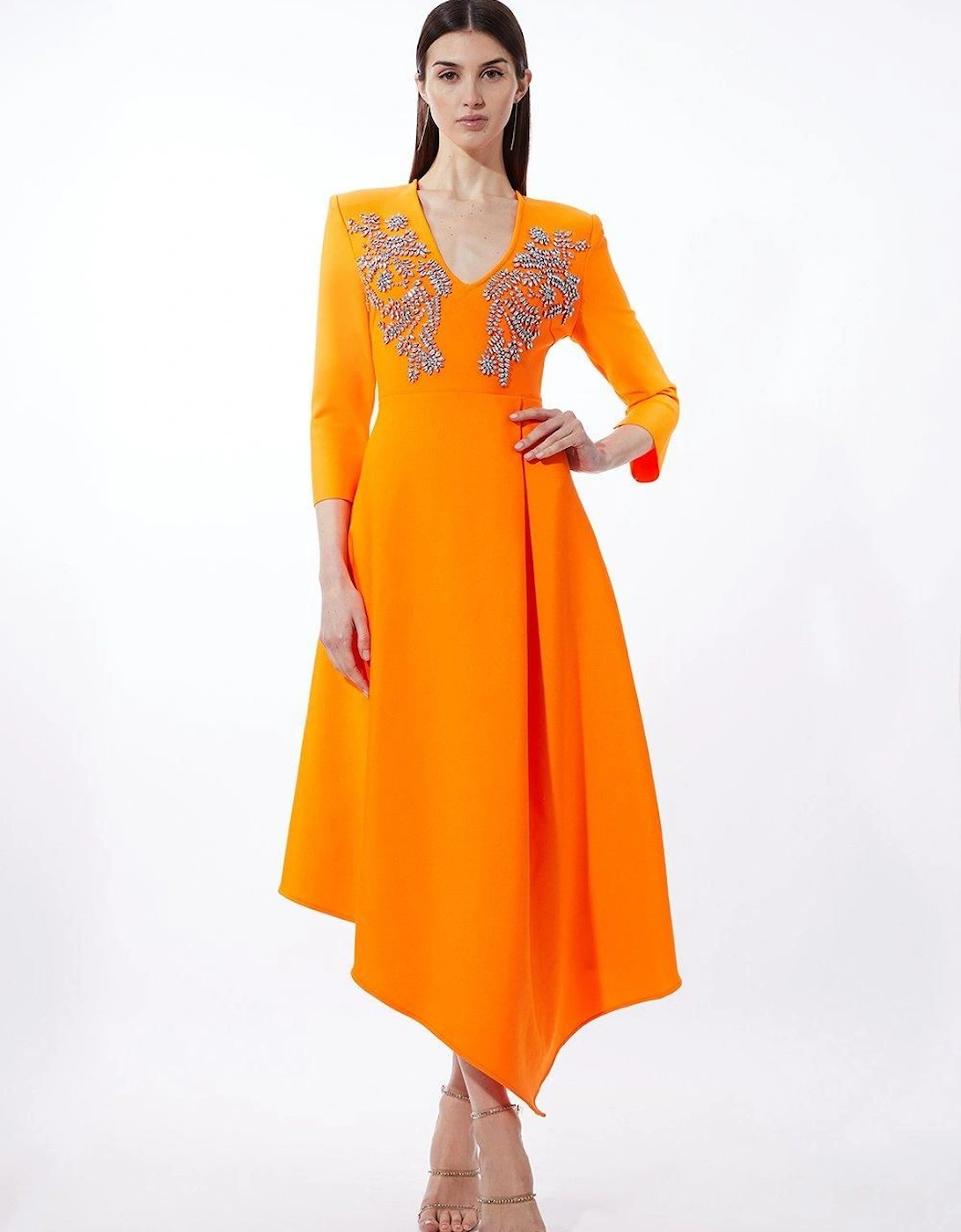 Bandage Form Fitting Asymmetric Embellished Knit Dress, 2 of 1
