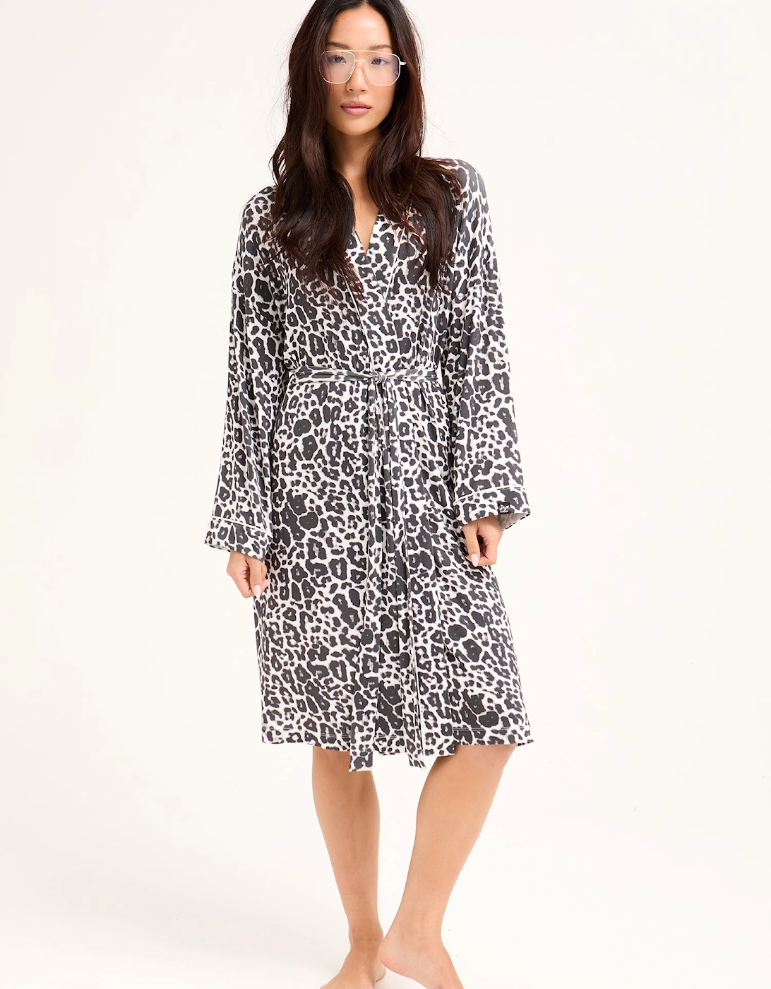 Bamboo Kimono Robe in Luxe Leopard