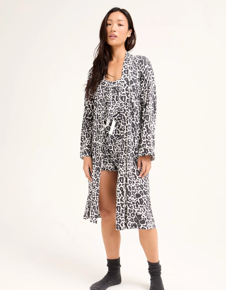 Bamboo Kimono Robe in Luxe Leopard