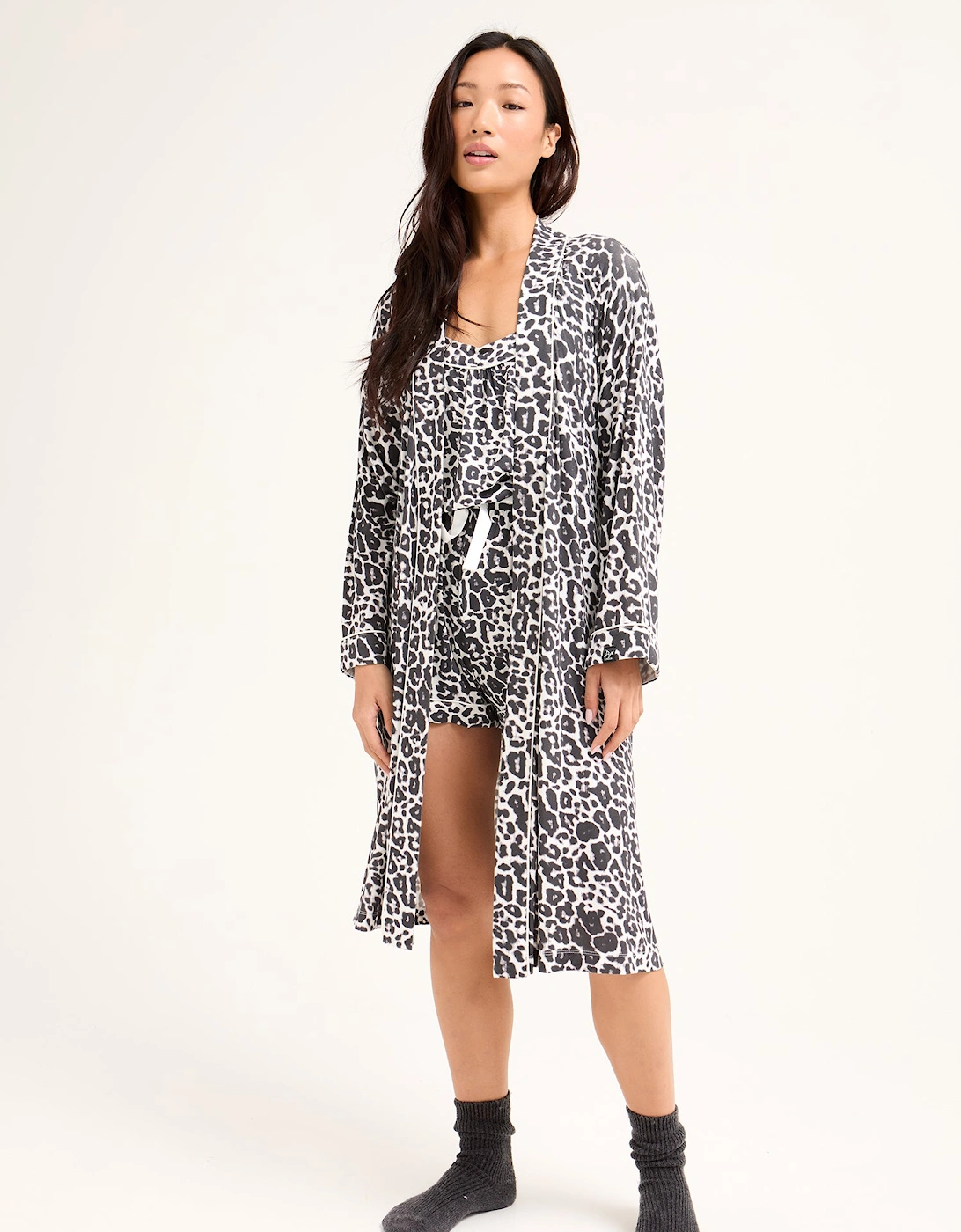 Bamboo Kimono Robe in Luxe Leopard