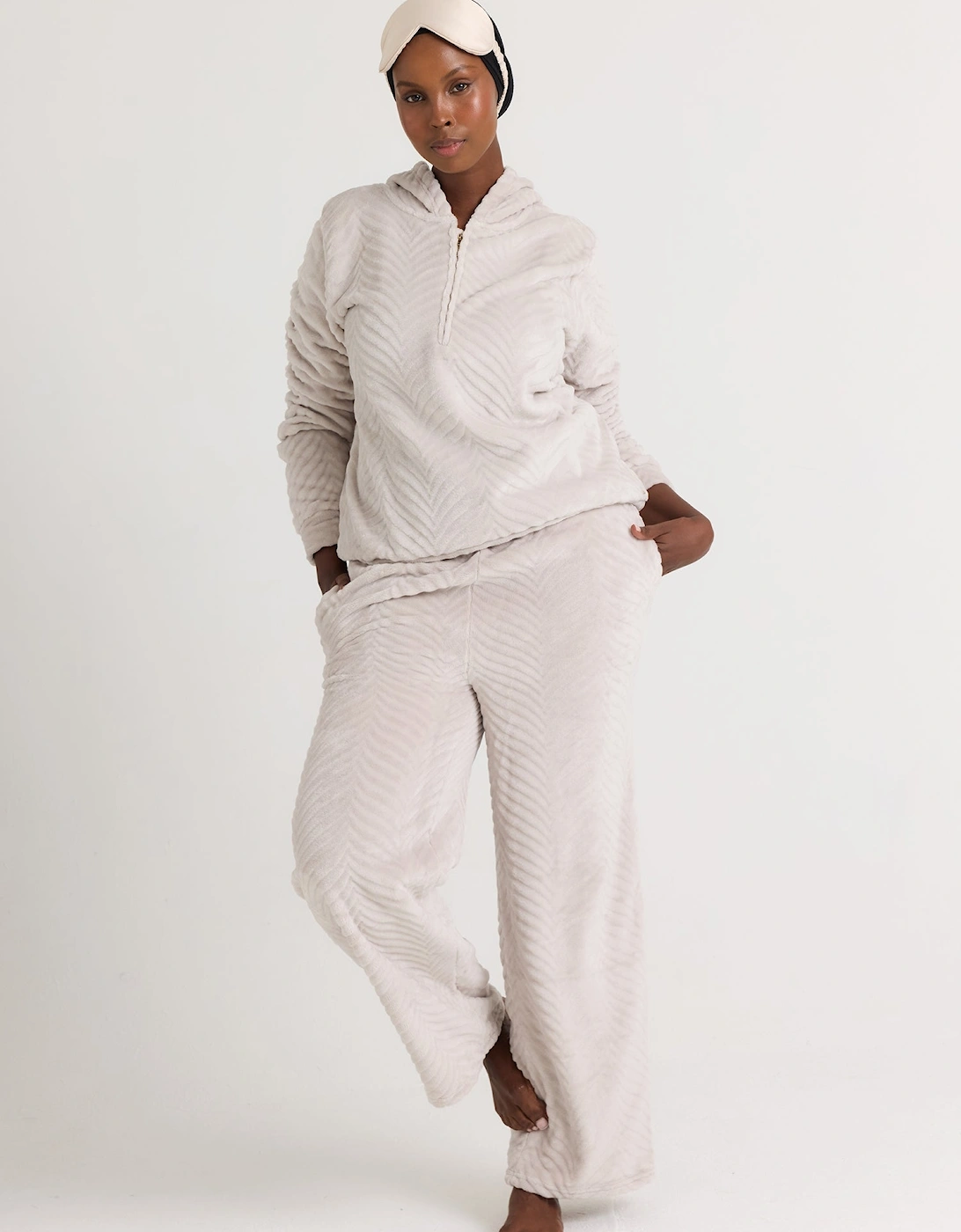 Cosy Chevron Lounge Suit in Almond, 7 of 6