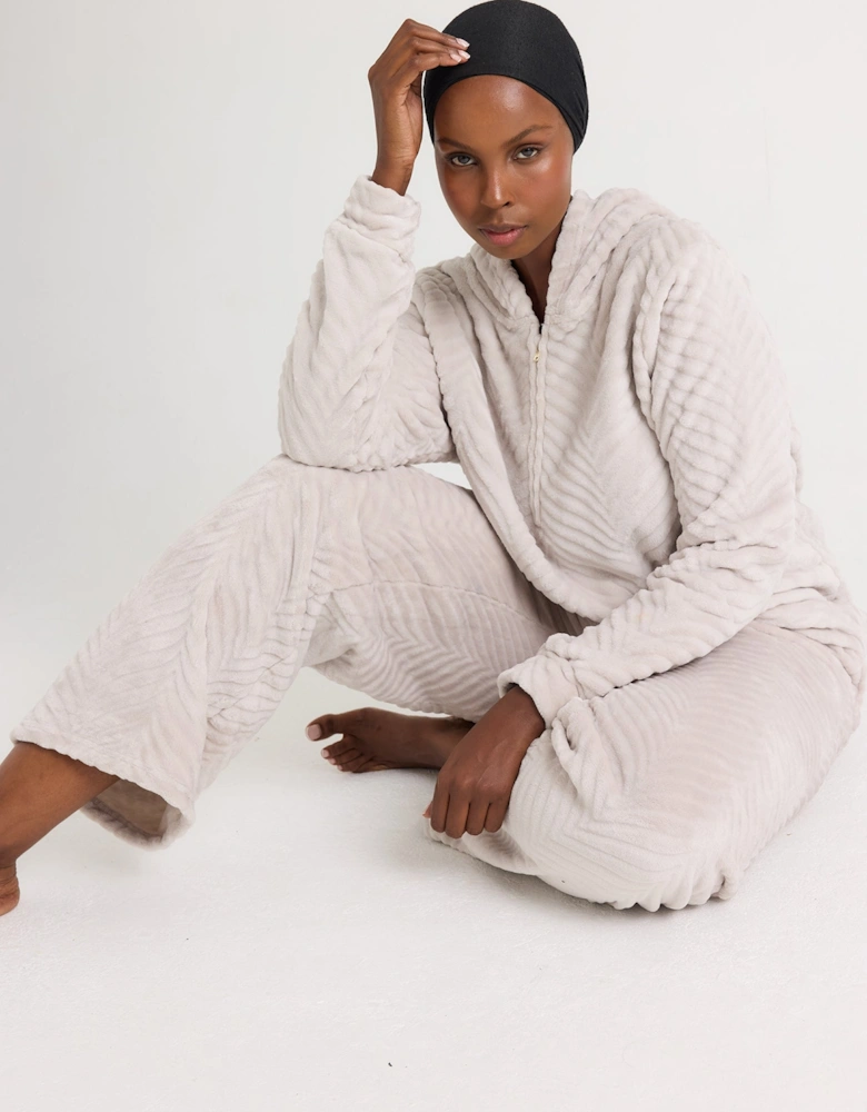 Cosy Chevron Lounge Suit in Almond