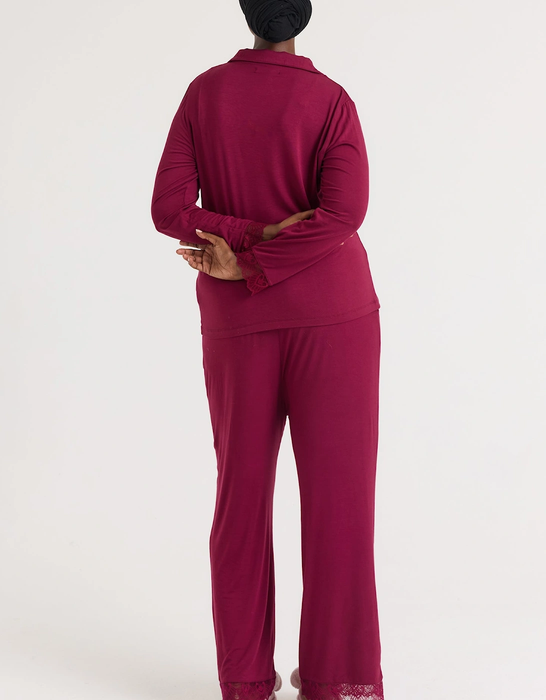 Bamboo Lace Pyjama Set in Bordeaux