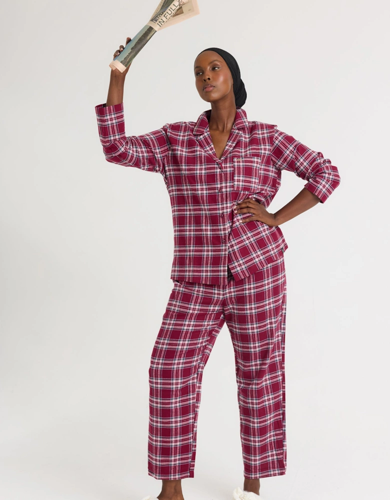 Plaid Pyjama Set in Bordeaux