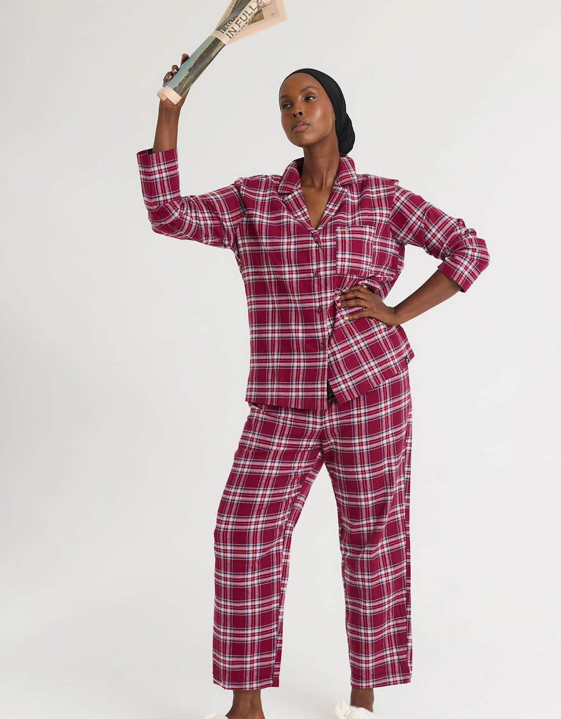 Plaid Pyjama Set in Bordeaux, 9 of 8