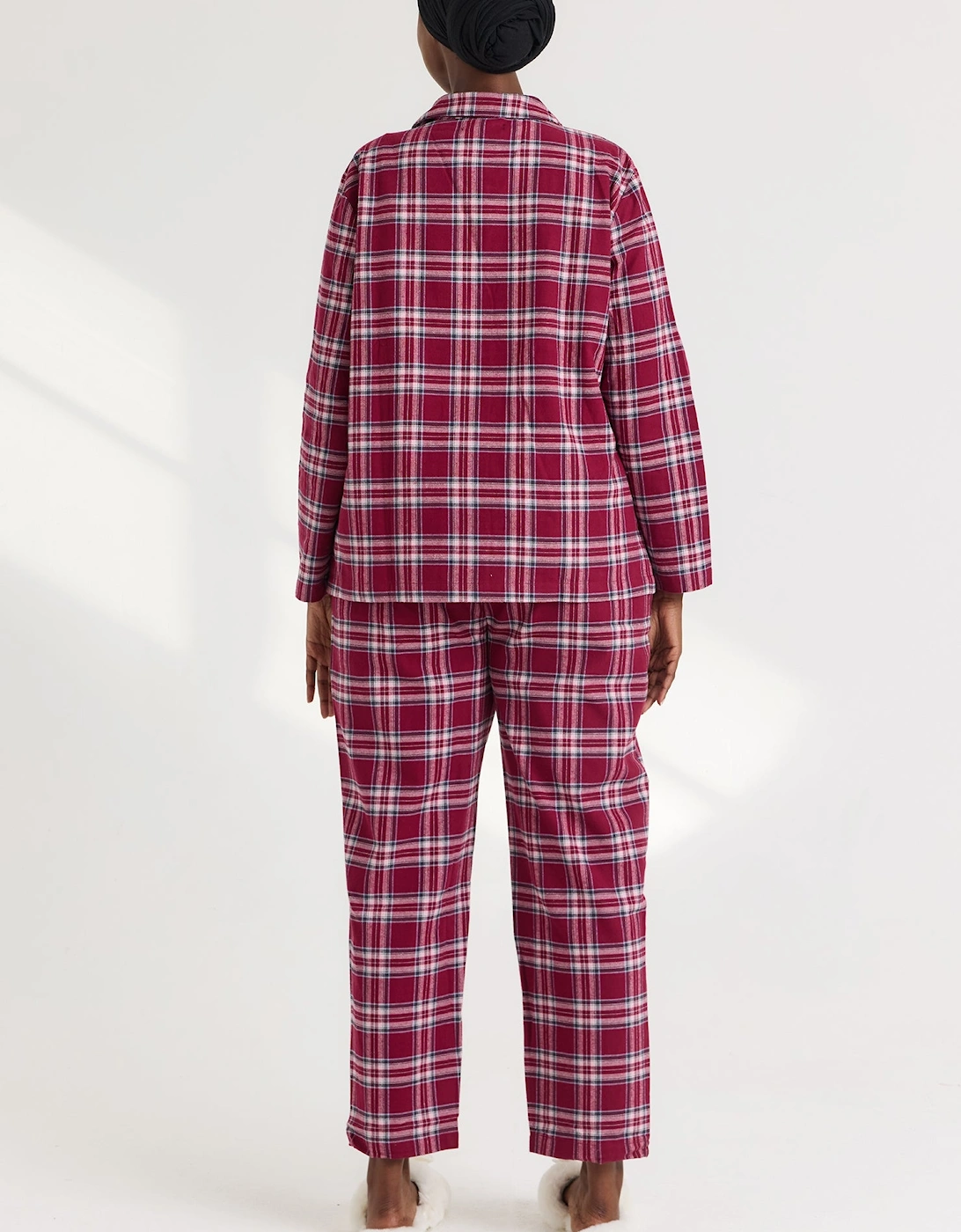 Plaid Pyjama Set in Bordeaux