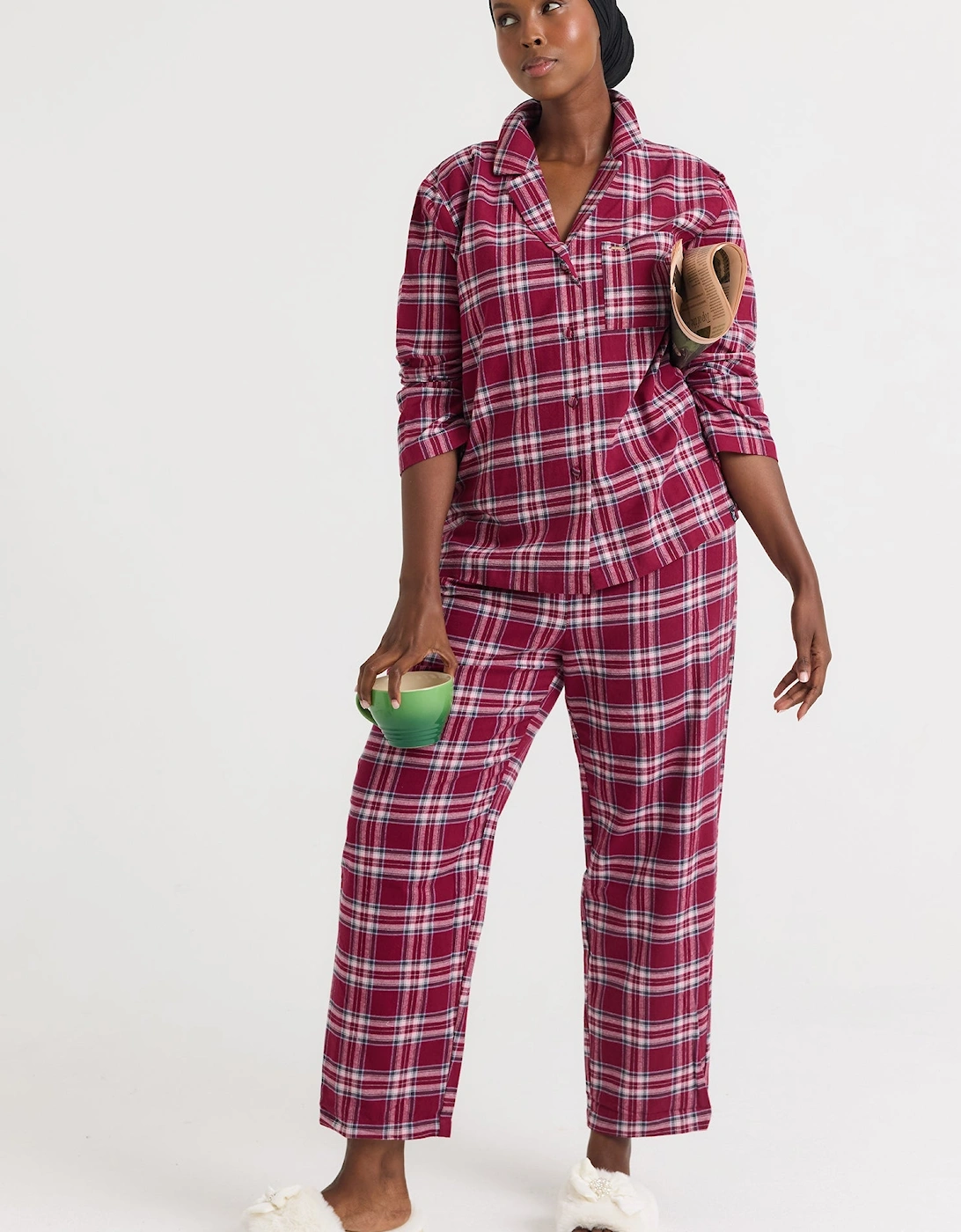Plaid Pyjama Set in Bordeaux