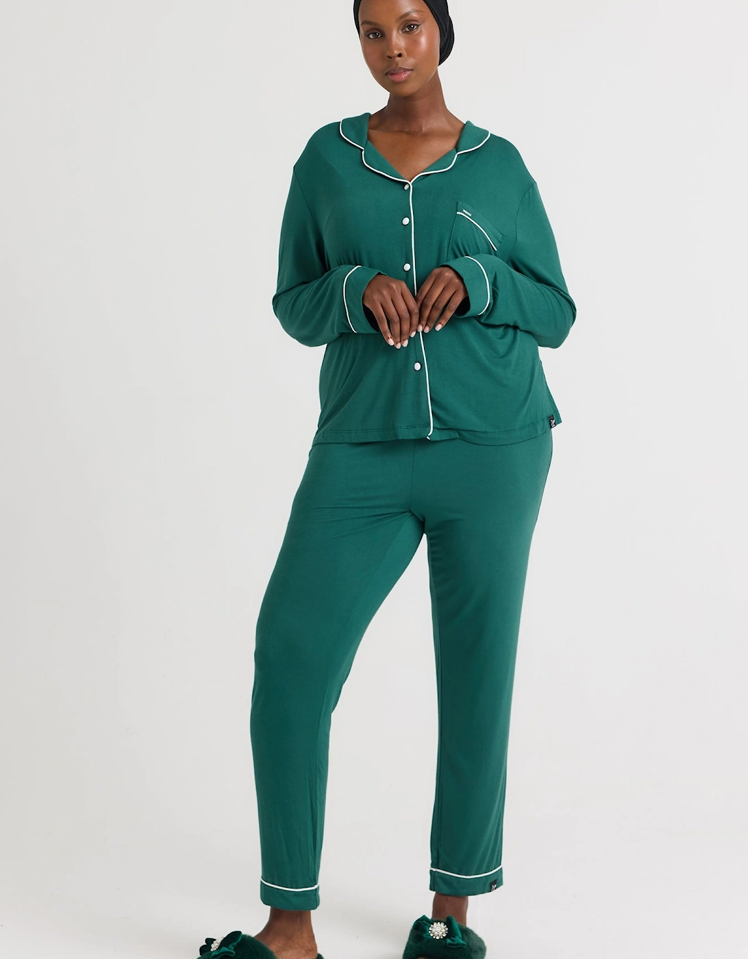 Bamboo Pyjama Set in Green, 6 of 5
