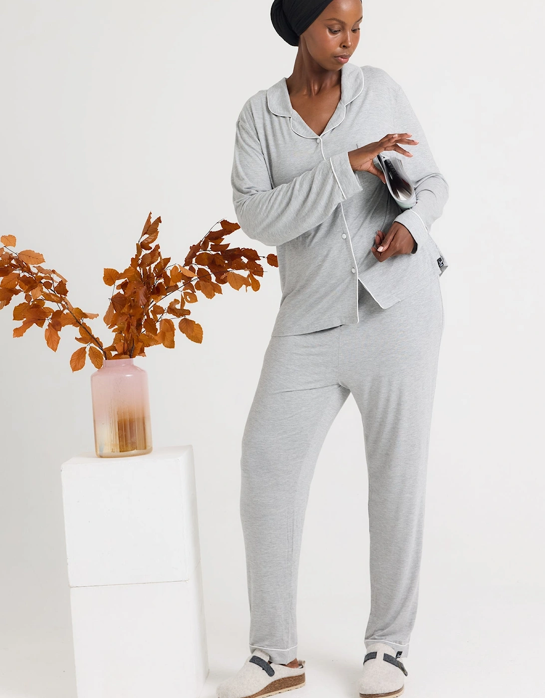 Bamboo Pyjama Set in Grey Marl