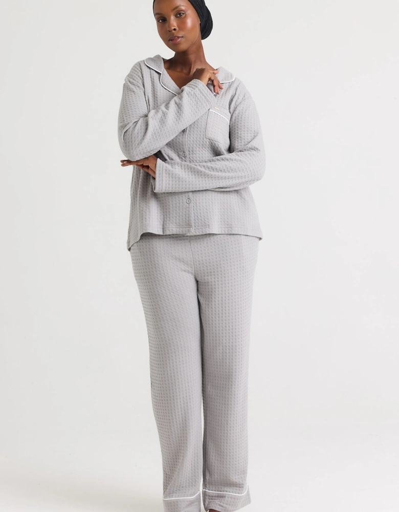 Luxury Suite Waffle PJ Set in Grey