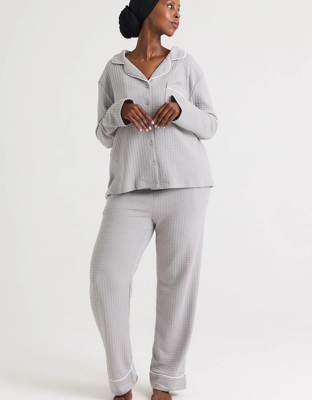 Luxury Suite Waffle PJ Set in Grey