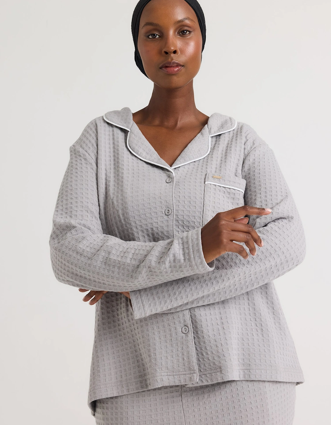 Luxury Suite Waffle PJ Set in Grey