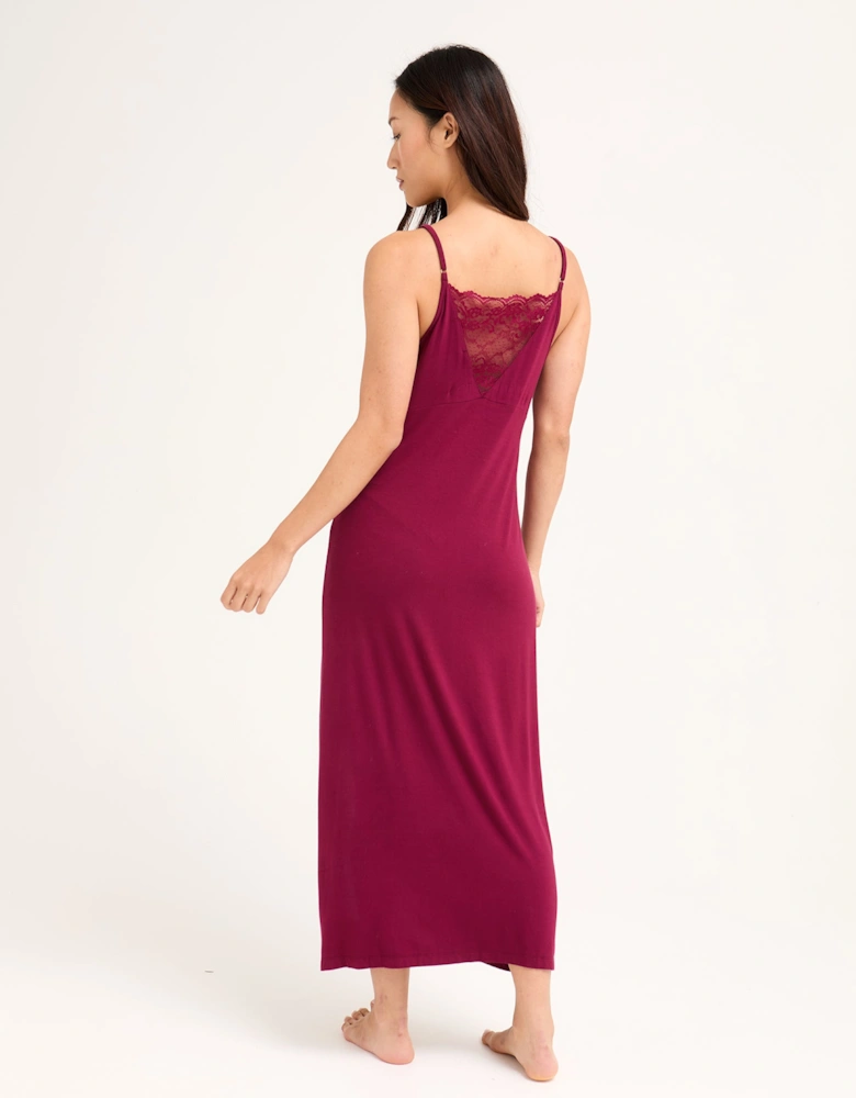 Bamboo Lace Midaxi Chemise in Bordeaux