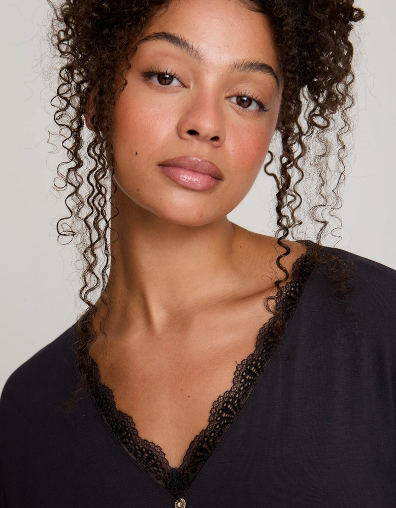 Bamboo Lace Nightdress in Raven