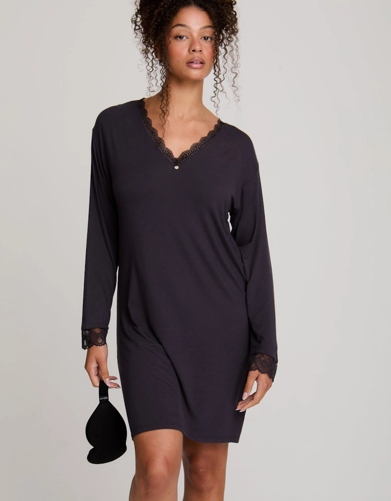 Bamboo Lace Nightdress in Raven