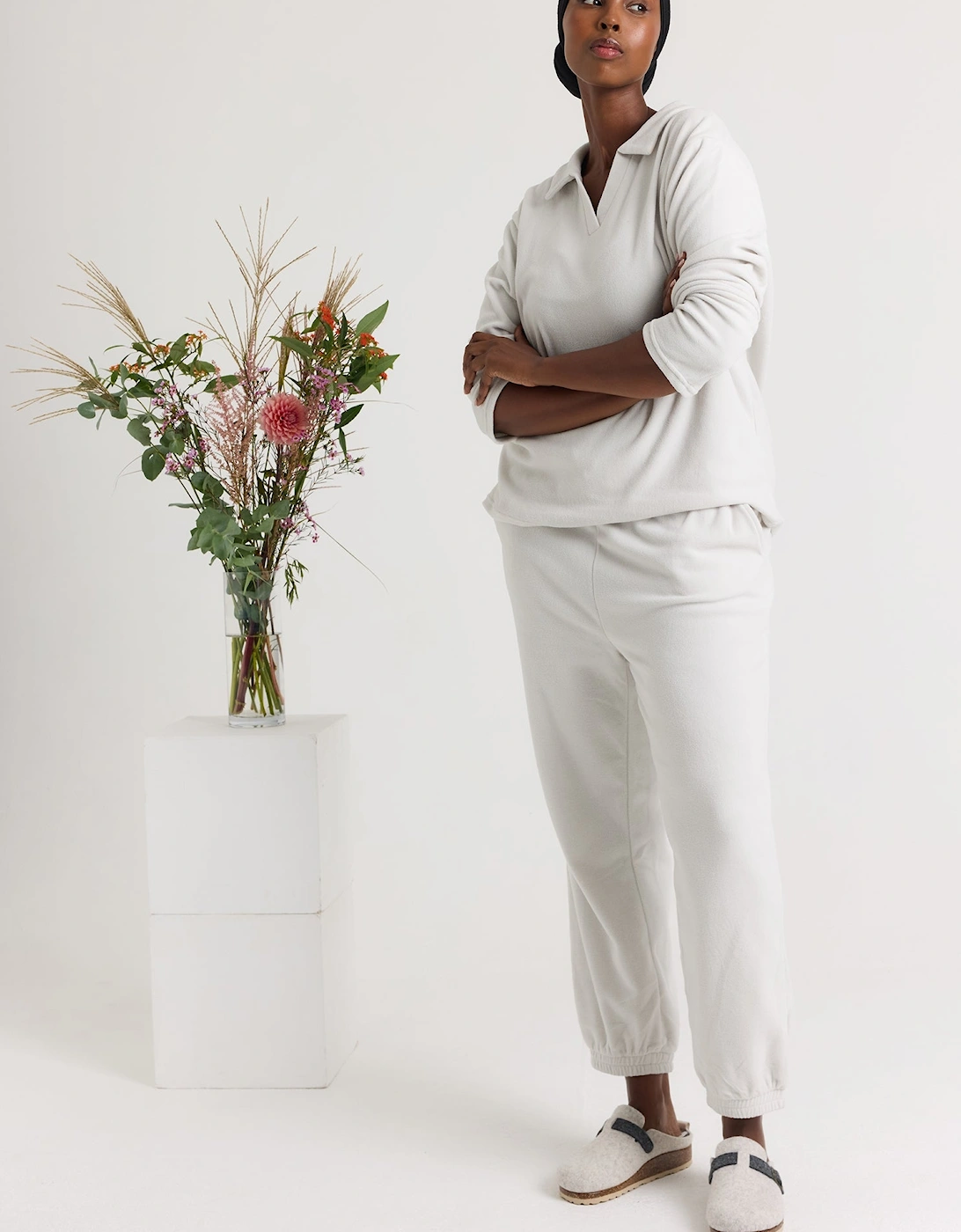 Fleece Lounge Set in Stone