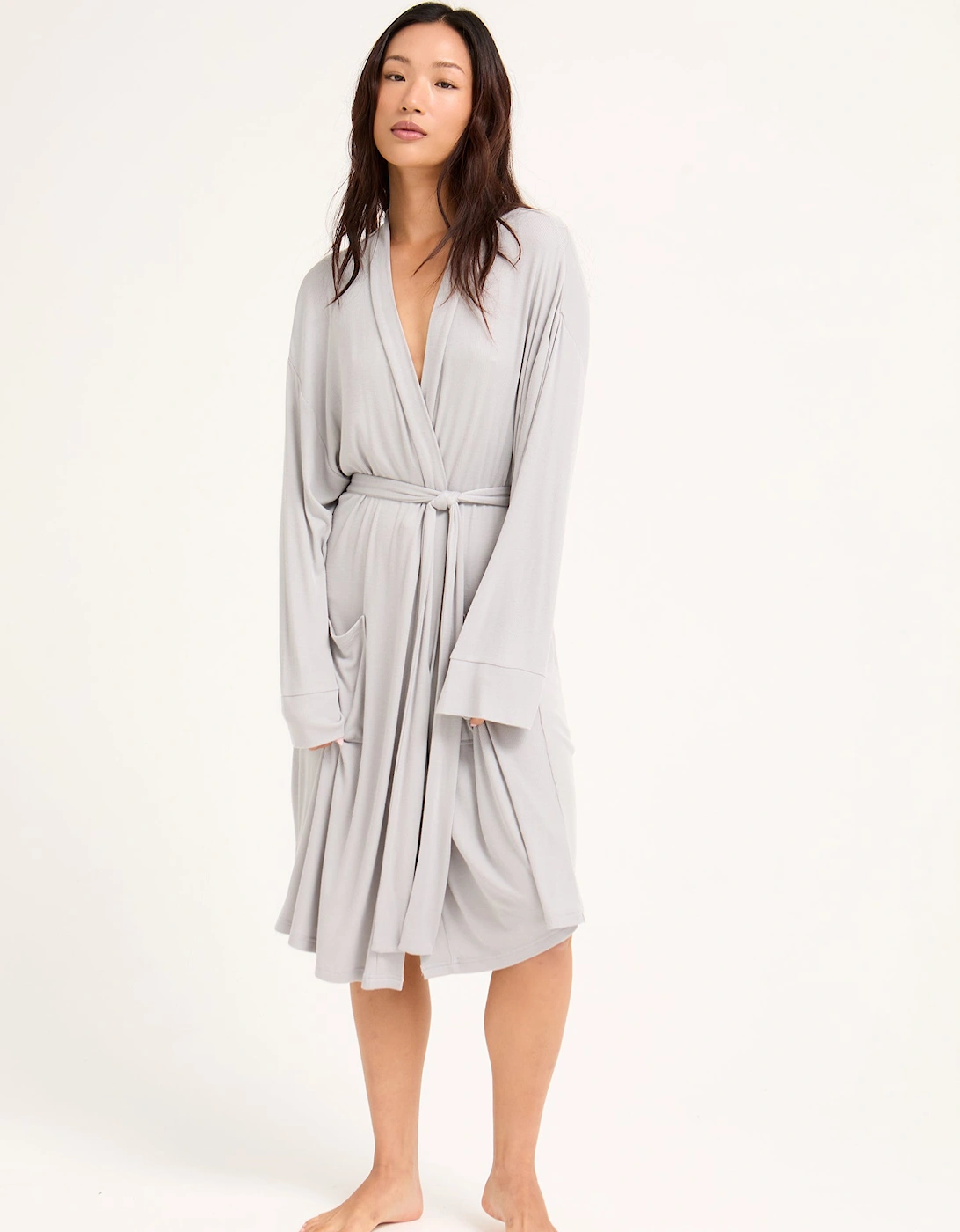 EcoVero Ribbed Robe in Grey, 5 of 4