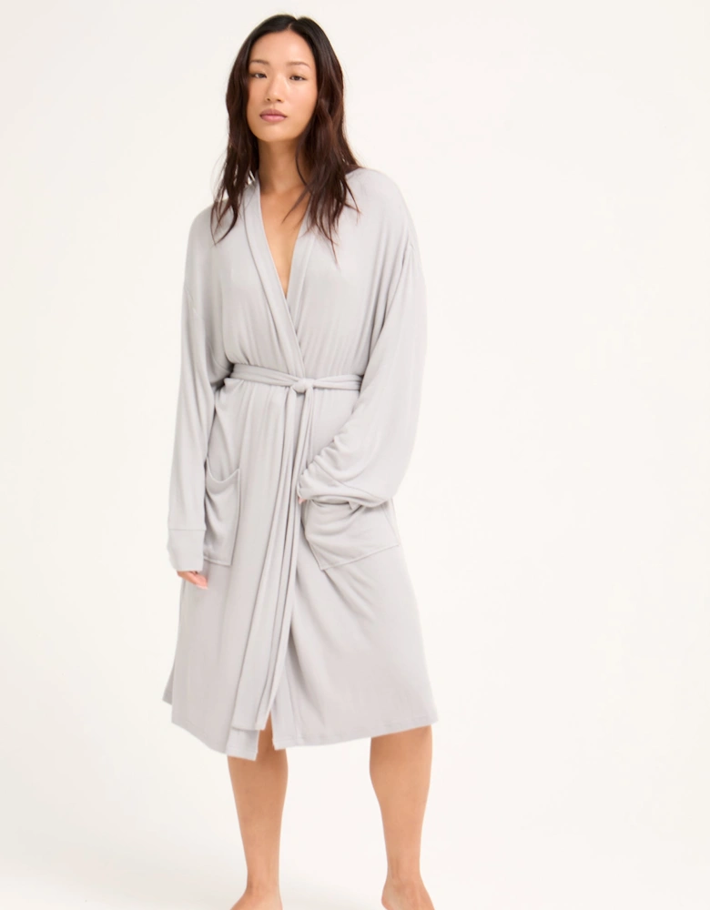 EcoVero Ribbed Robe in Grey