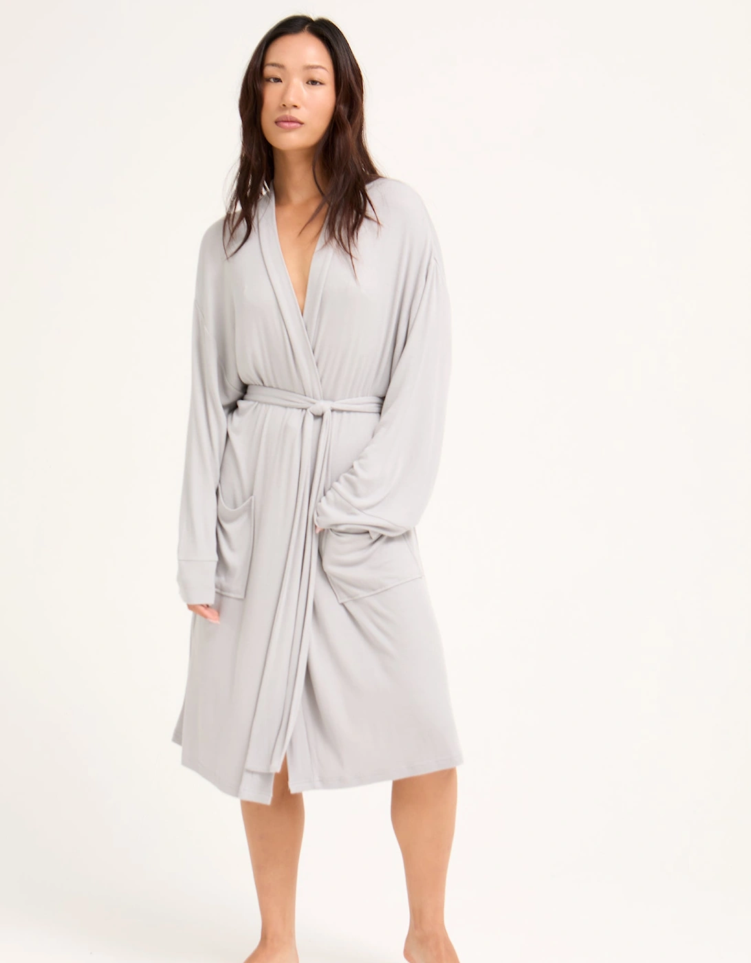 EcoVero Ribbed Robe in Grey
