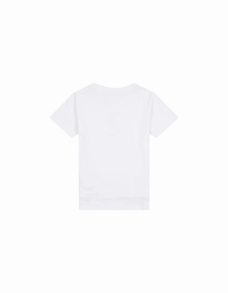 Girls White Logo Diamanté Top