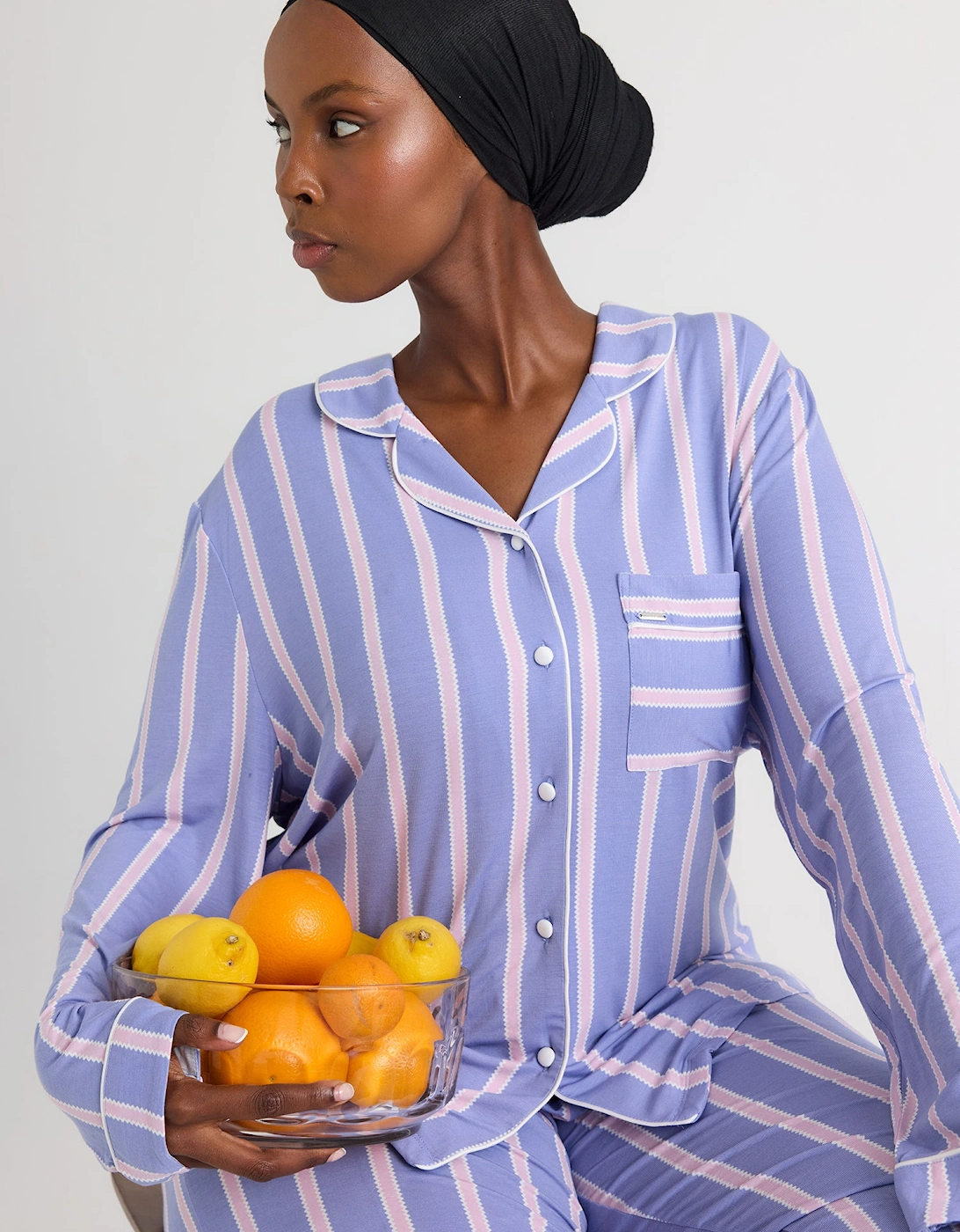 Bamboo Pyjama Set in Heather Stripe