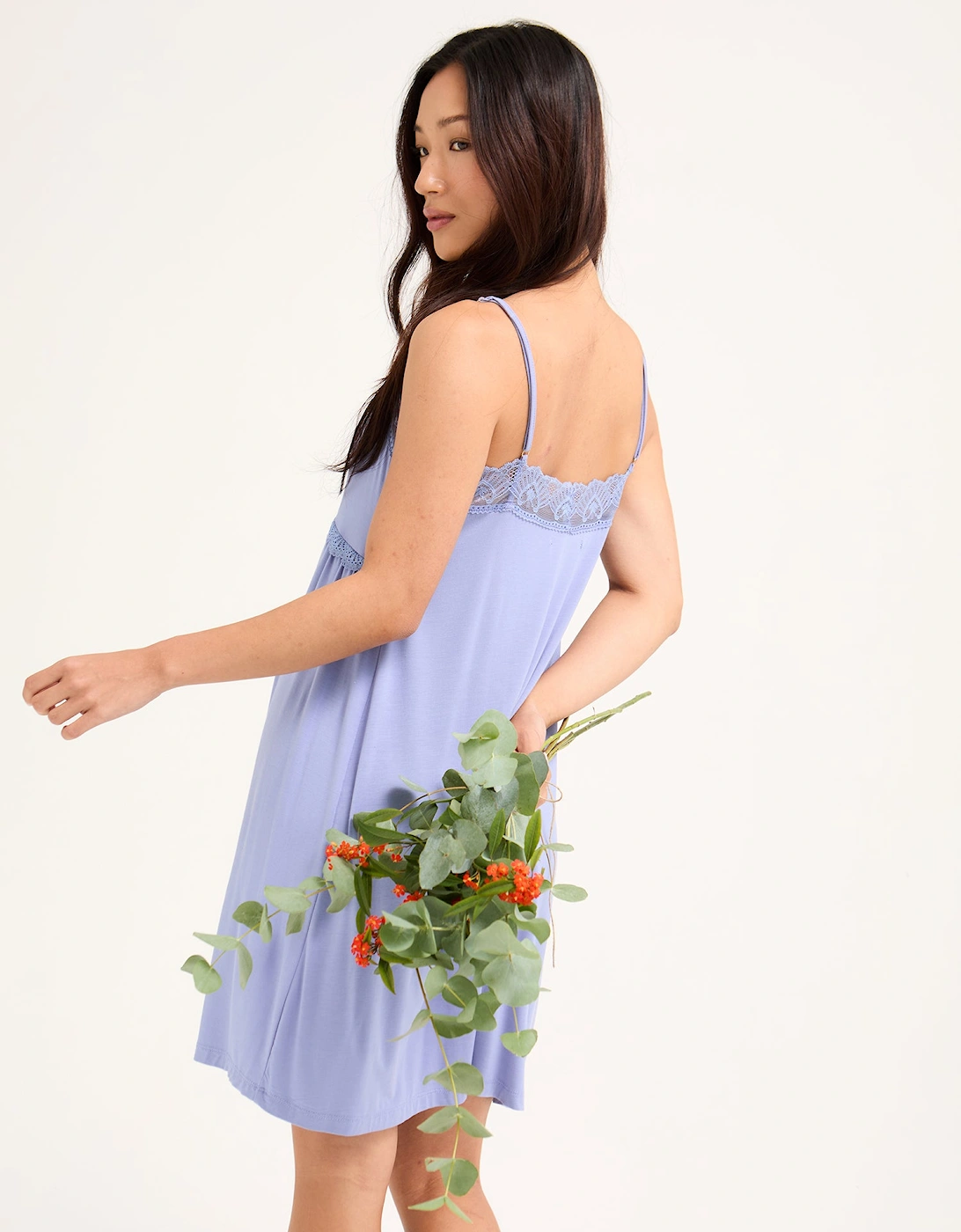 Bamboo Lace Chemise Nightdress in Heather