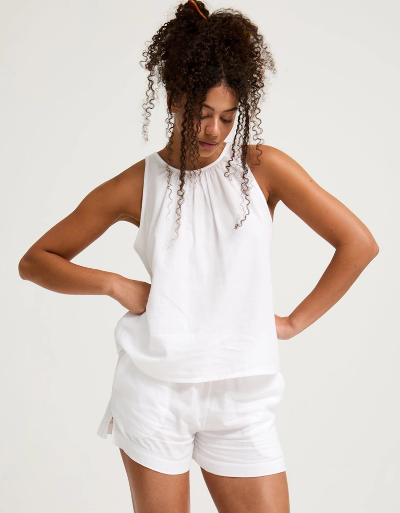 Cotton Modal Vest Short Set in White