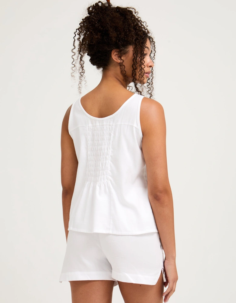 Cotton Modal Vest Short Set in White