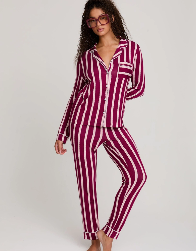 Bamboo Pyjama Set in Bordeaux Stripe