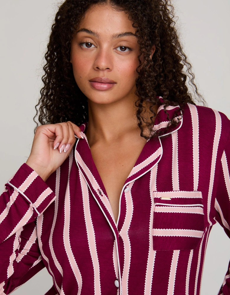Bamboo Pyjama Set in Bordeaux Stripe