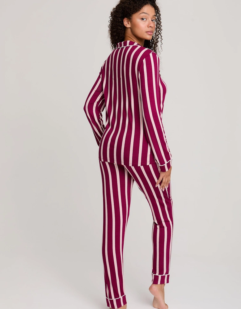 Bamboo Pyjama Set in Bordeaux Stripe
