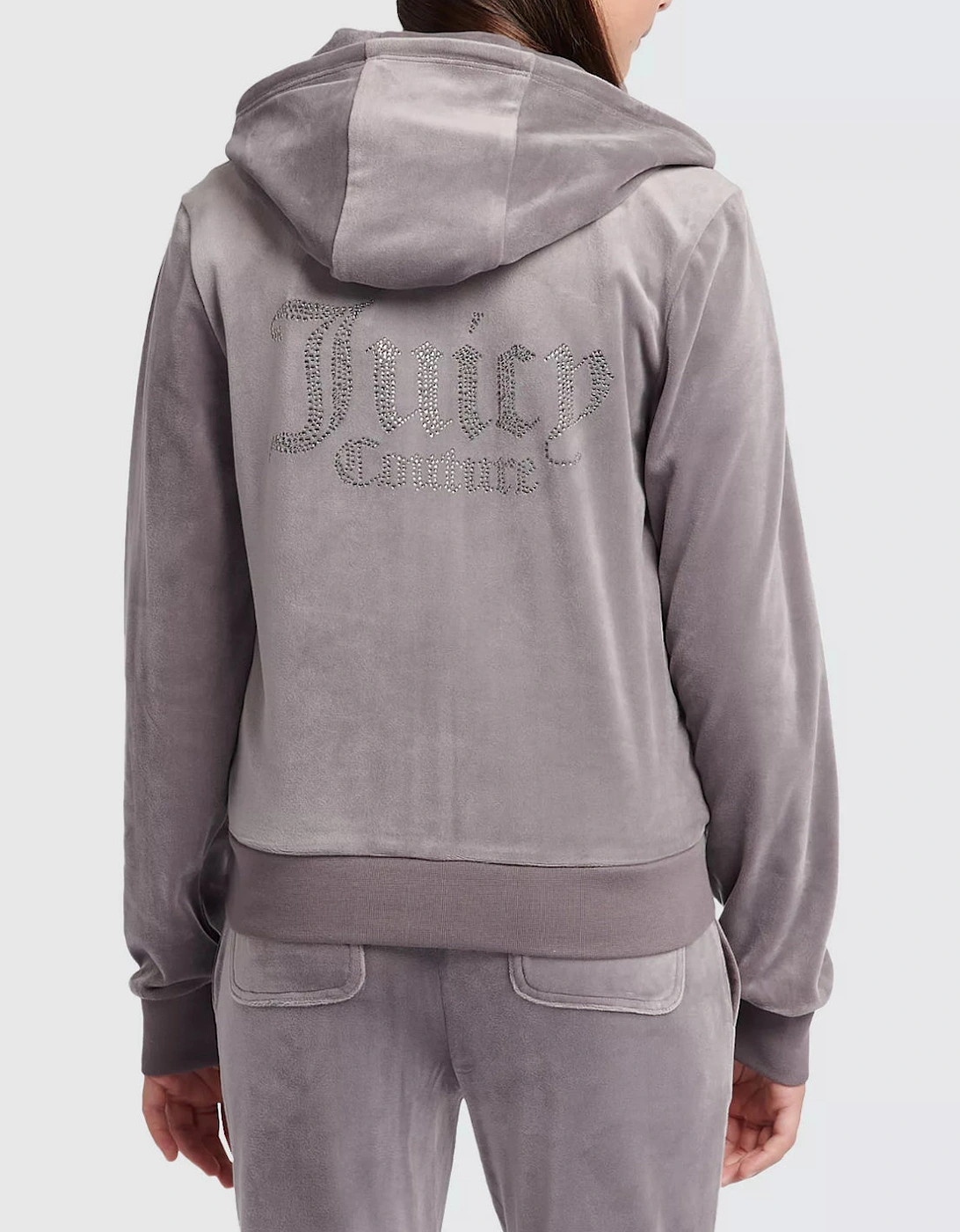 Girls Grey Mauve Velour Flare Leg Tracksuit