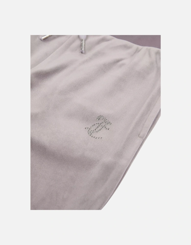 Girls Grey Mauve Velour Flare Leg Tracksuit