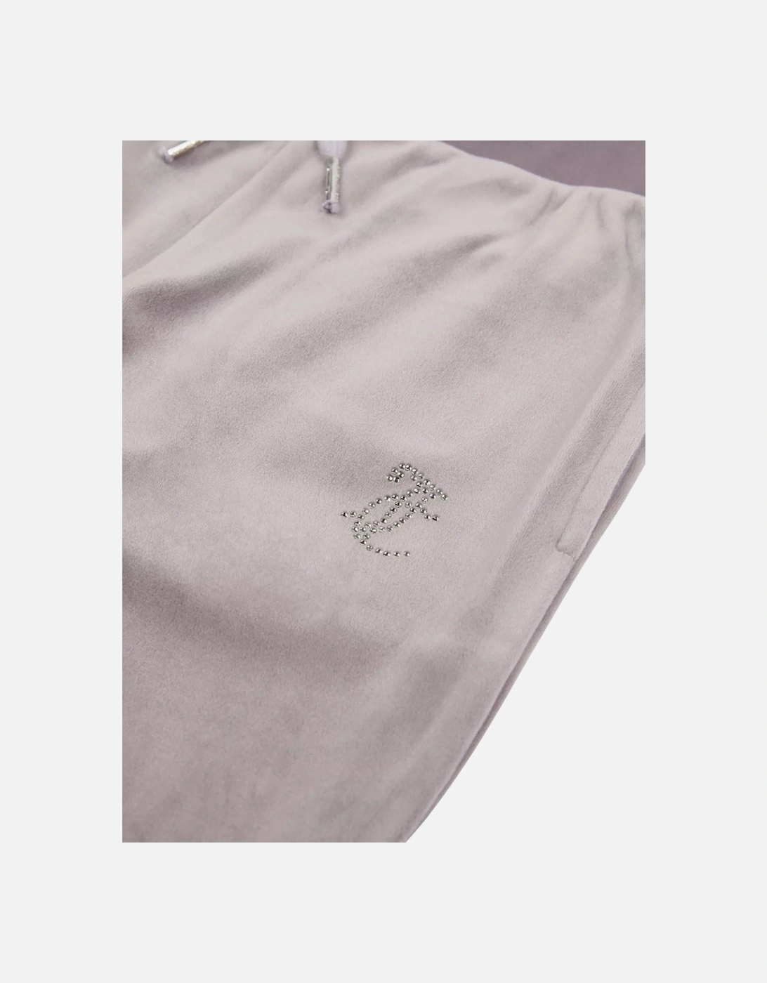 Girls Grey Mauve Velour Flare Leg Tracksuit