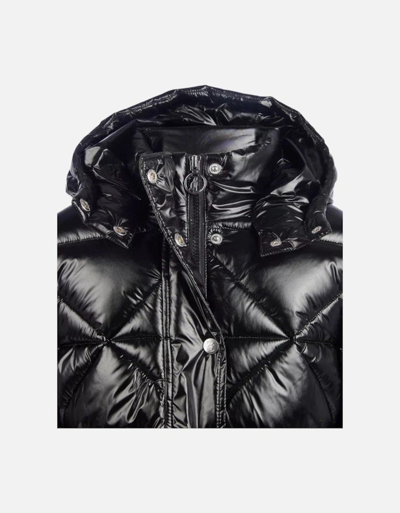Girls Black Belted High Shine Coat