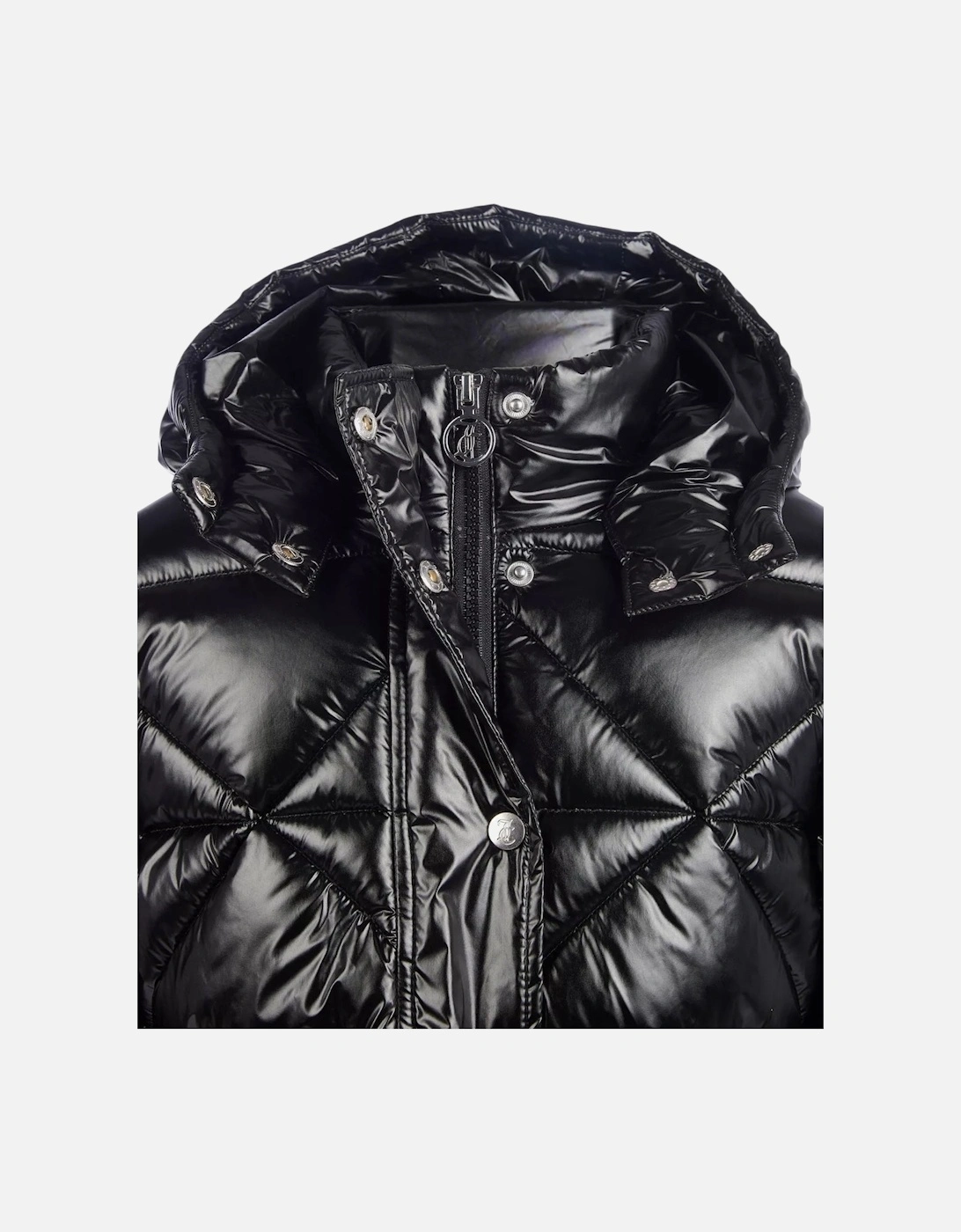 Girls Black Belted High Shine Coat