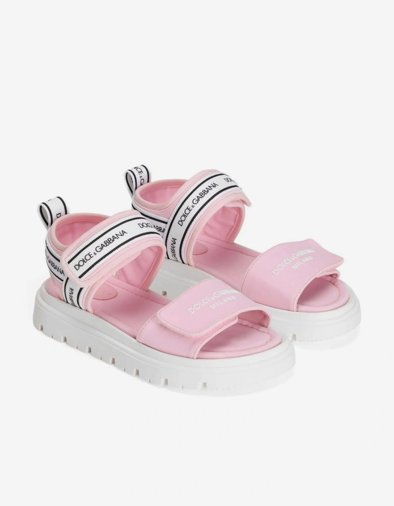 Girls Lycra Velco Strap Sandals in Pink