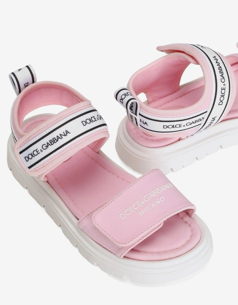 Girls Lycra Velco Strap Sandals in Pink