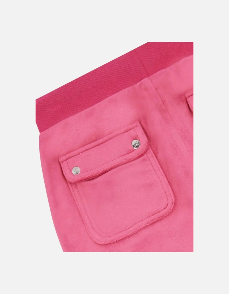 Girls Fuchsia Pink Velour Flare Leg Tracksuit